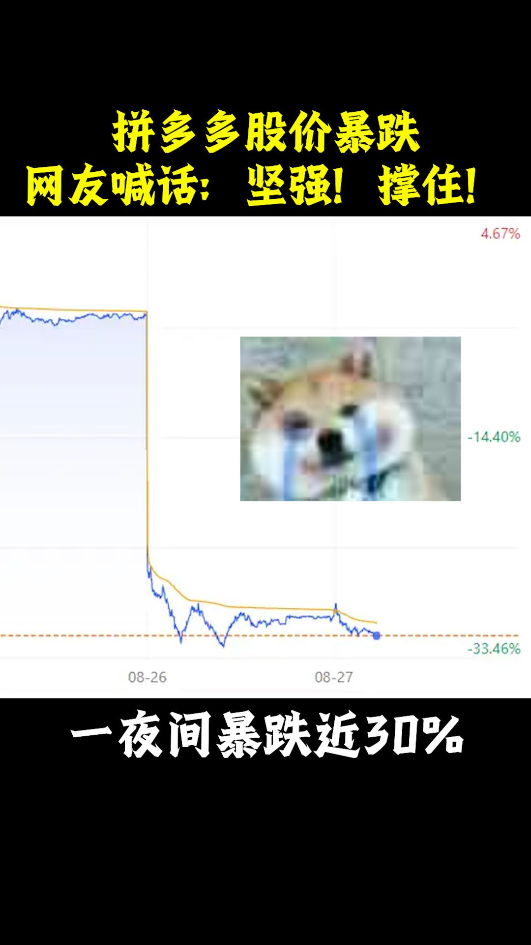 拼多多股价暴跌，网友喊话：坚强！撑住！