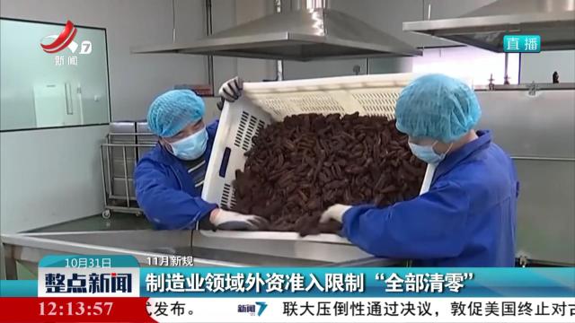 【11月新规】制造业领域外资准入限制“全部清零”