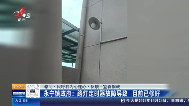 【赣问·民呼我为心连心·反馈·宜春铜鼓】永宁镇政府：路灯定时器故障导致 目前已修好