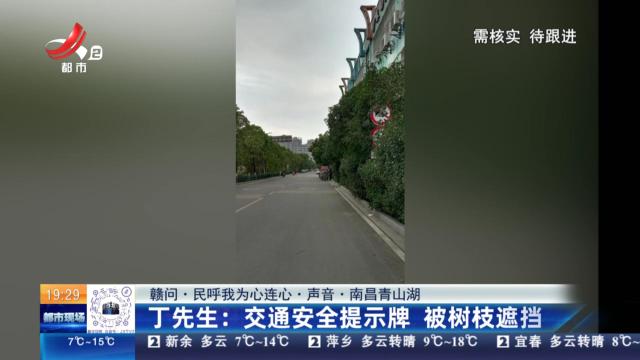 【赣问·民呼我为心连心·声音·南昌青山湖】丁先生：交通安全提示牌 被树枝遮挡
