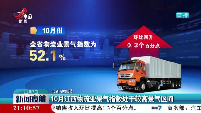 10月江西物流业景气指数处于较高景气区间