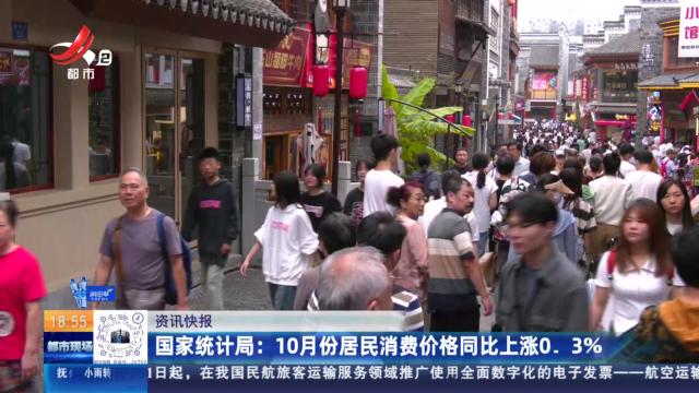 国家统计局：10月份居民消费价格同比上涨0.3%