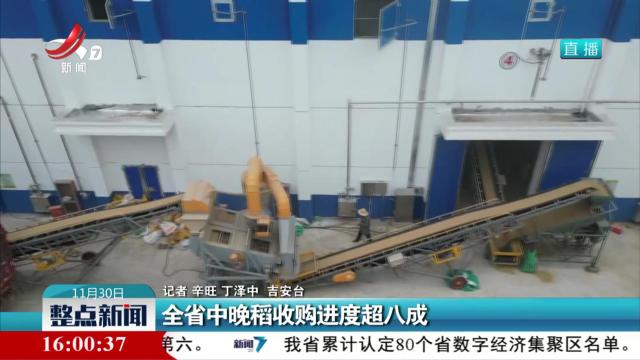 全省中晚稻收购进度超八成