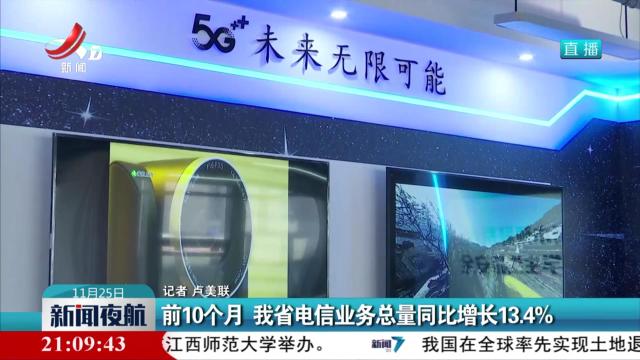 前10个月 我省电信业务总量同比增长13.4%