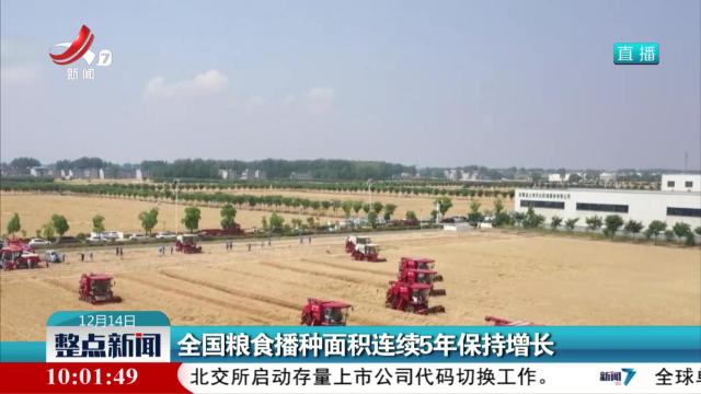 全国粮食播种面积连续5年保持增长