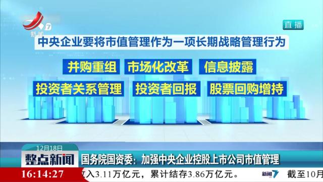 国务院国资委：加强中央企业控股上市公司市值管理