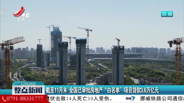 截至11月末 全国已审批房地产“白名单”项目贷款3.6万亿元