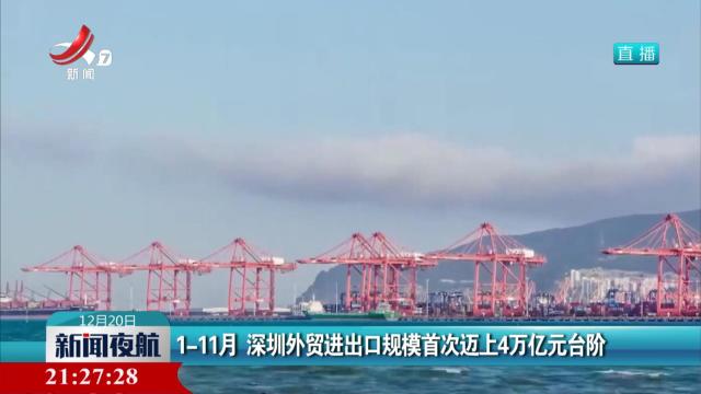1-11月 深圳外贸进出口规模首次迈上4万亿元台阶