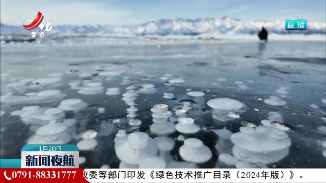 新疆赛里木湖再现冰泡奇观