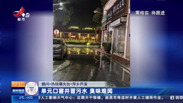 【赣问·热线曝光台】萍乡芦溪：单元口窨井冒污水 臭味难闻