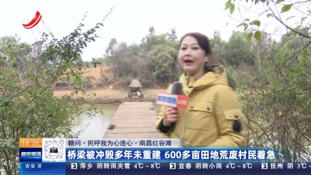 【赣问·民呼我为心连心】南昌红谷滩：桥梁被冲毁多年未重建 600多亩田地荒废村民着急