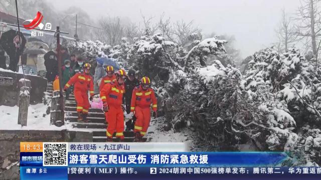 【救在现场】九江庐山：游客雪天爬山受伤 消防紧急救援