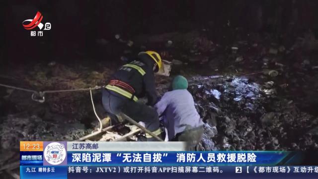 江苏高邮：深陷泥潭“无法自拔” 消防人员救援脱险
