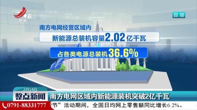 南方电网区域内新能源装机突破2亿千瓦