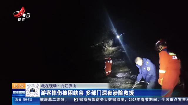 【救在现场】九江庐山：游客摔伤被困峡谷 多部门深夜涉险救援