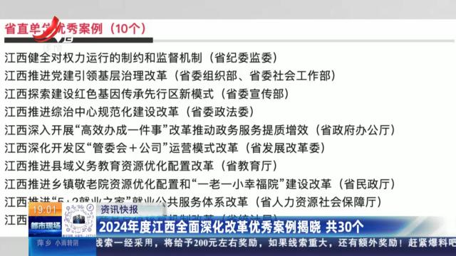 2024年度江西全面深化改革优秀案例揭晓 共30个