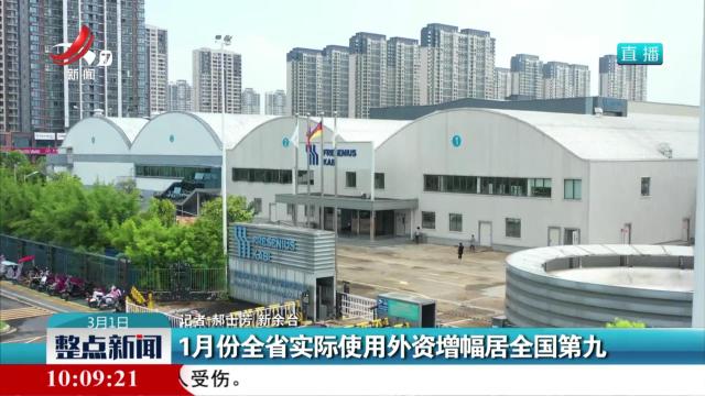 1月份全省实际使用外资增幅居全国第九