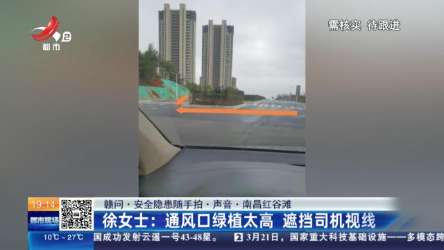 【赣问·安全隐患随手拍·声音·南昌红谷滩】徐女士：通风口绿植太高 遮挡司机视线