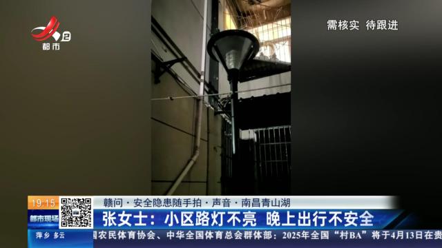 【赣问·安全隐患随手拍·声音·南昌青山湖】张女士：小区路灯不亮 晚上出行不安全