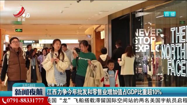 江西力争今年批发和零售业增加值占GDP比重超10％