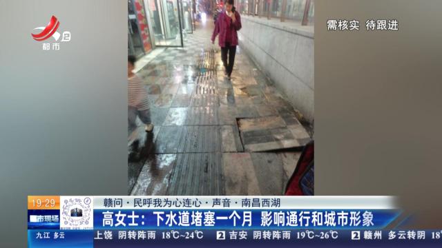 【赣问·民呼我为心连心·声音·南昌西湖】高女士：下水道堵塞一个月 影响通行和城市形象