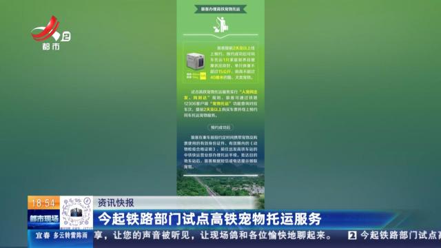 今起铁路部门试点高铁宠物托运服务