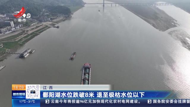 江西：鄱阳湖水位跌破8米 退至极枯水位以下