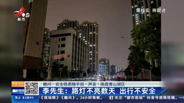 【赣问·安全隐患随手拍·声音·南昌青山湖区】李先生：路灯不亮数天 出行不安全