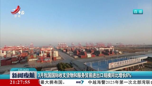 3月我国国际收支货物和服务贸易进出口规模同比增长6%