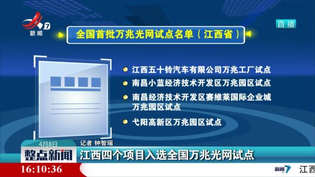 江西四个项目入选全国万兆光网试点