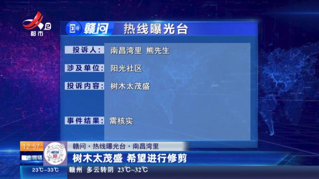 【赣问·热线曝光台】南昌湾里：树木太茂盛 希望进行修剪