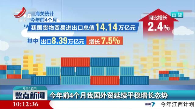 今年前4个月我国外贸延续平稳增长态势