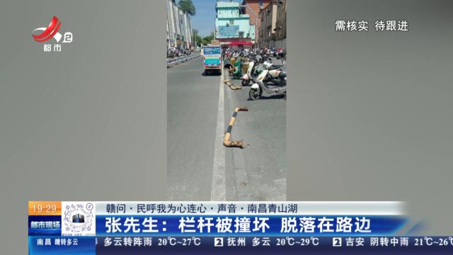【赣问·民呼我为心连心·声音·南昌青山湖】张先生：栏杆被撞坏 脱落在路边