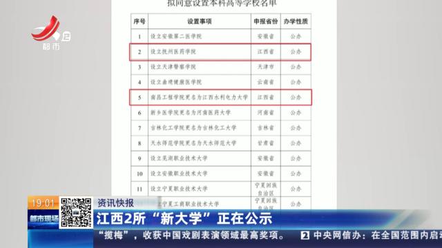 江西2所“新大学”正在公示