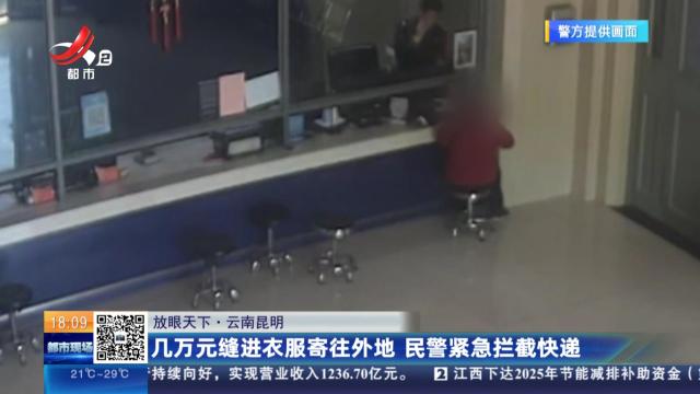 【放眼天下】云南昆明：几万元缝进衣服寄往外地 民警紧急拦截快递