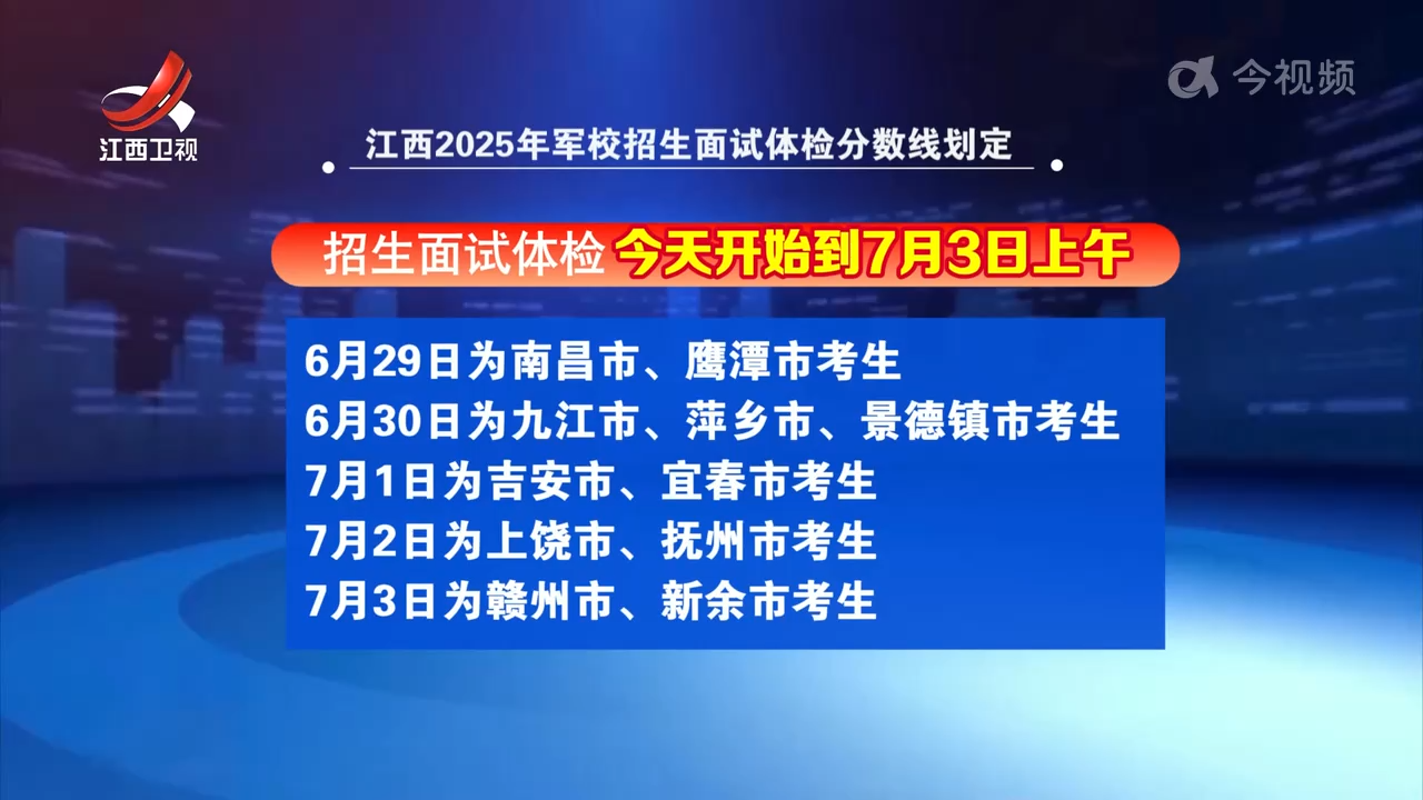 江西2025年军校招生面试体检分数线划定