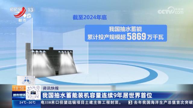 我国抽水蓄能装机容量连续9年居世界首位