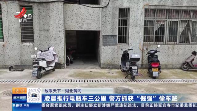 【放眼天下】湖北黄冈：凌晨推行电瓶车三公里 警方抓获“倔强”偷车贼