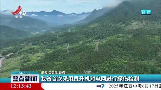 我省首次采用直升机对电网进行探伤检测