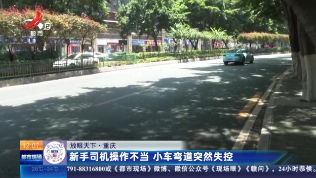【放眼天下】重庆：新手司机操作不当 小车弯道突然失控