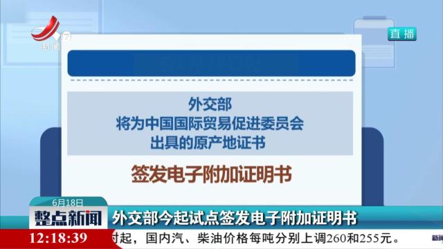 外交部今起试点签发电子附加证明书