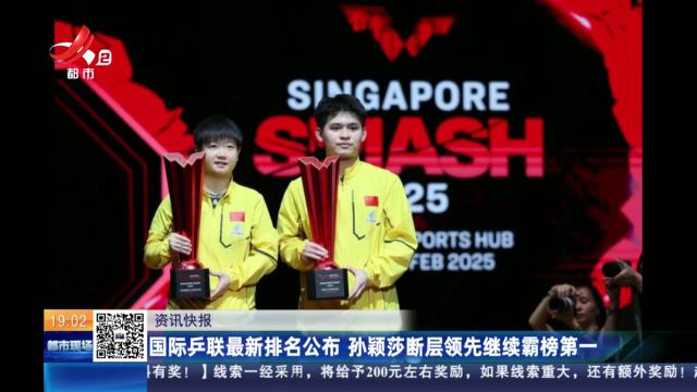 国际乒联最新排名公布 孙颖莎断层领先继续霸榜第一