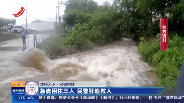 【放眼天下】安徽铜陵：急流困住三人 民警狂追救人