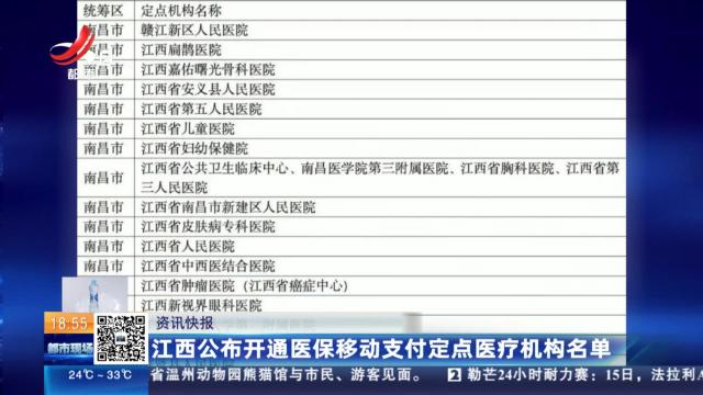 江西公布开通医保移动支付定点医疗机构名单