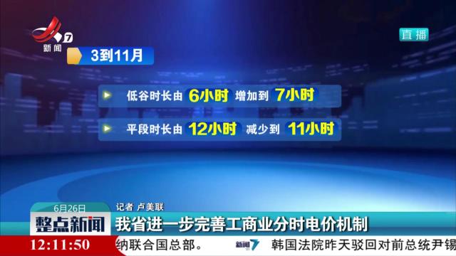 我省进一步完善工商业分时电价机制