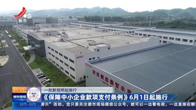 【一批新规明起施行】《保障中小企业款项支付条例》6月1日起施行