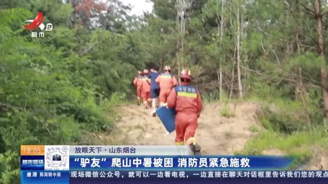 【放眼天下】山东烟台：“驴友”爬山中暑被困 消防员紧急施救