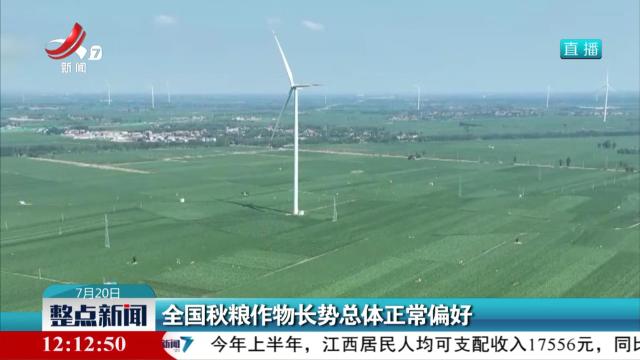 全国秋粮作物长势总体正常偏好