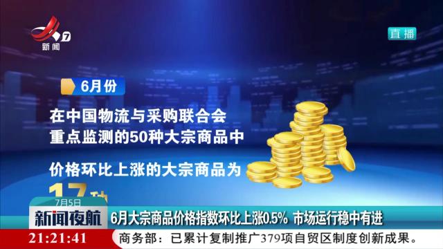 6月大宗商品价格指数环比上涨0.5% 市场运行稳中有进