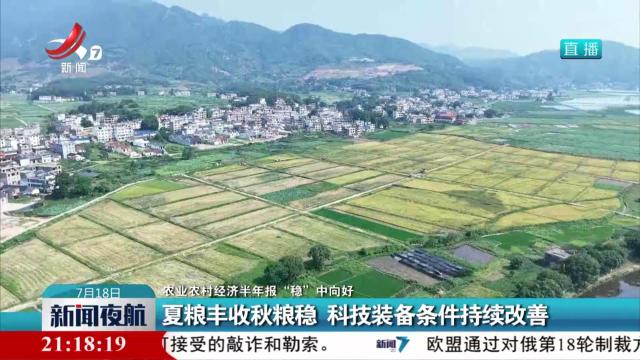 【农业农村经济半年报“稳”中向好】夏粮丰收秋粮稳 科技装备条件持续改善